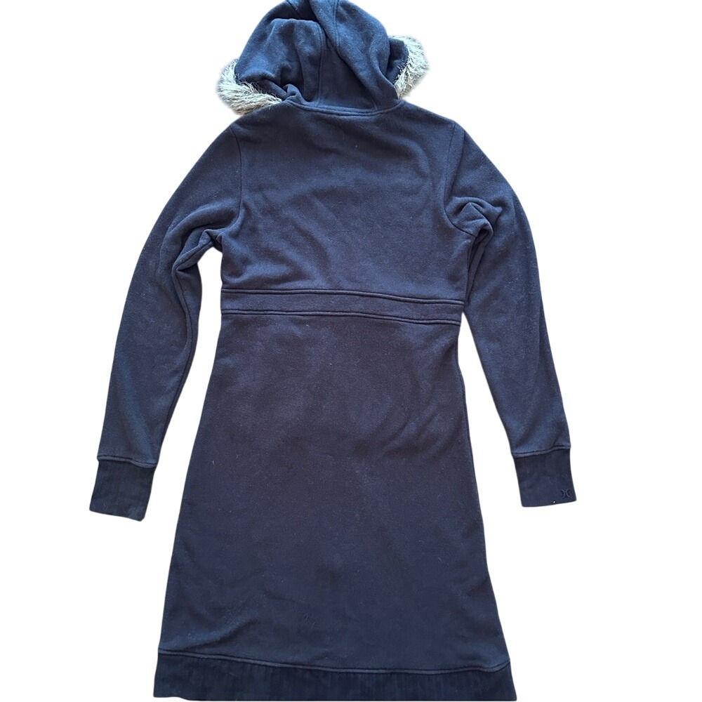 Hurley Longline Sherpa Lined Hoodie Jacket Women Large Black Excellent Faux Fur - Picture 3 of 6